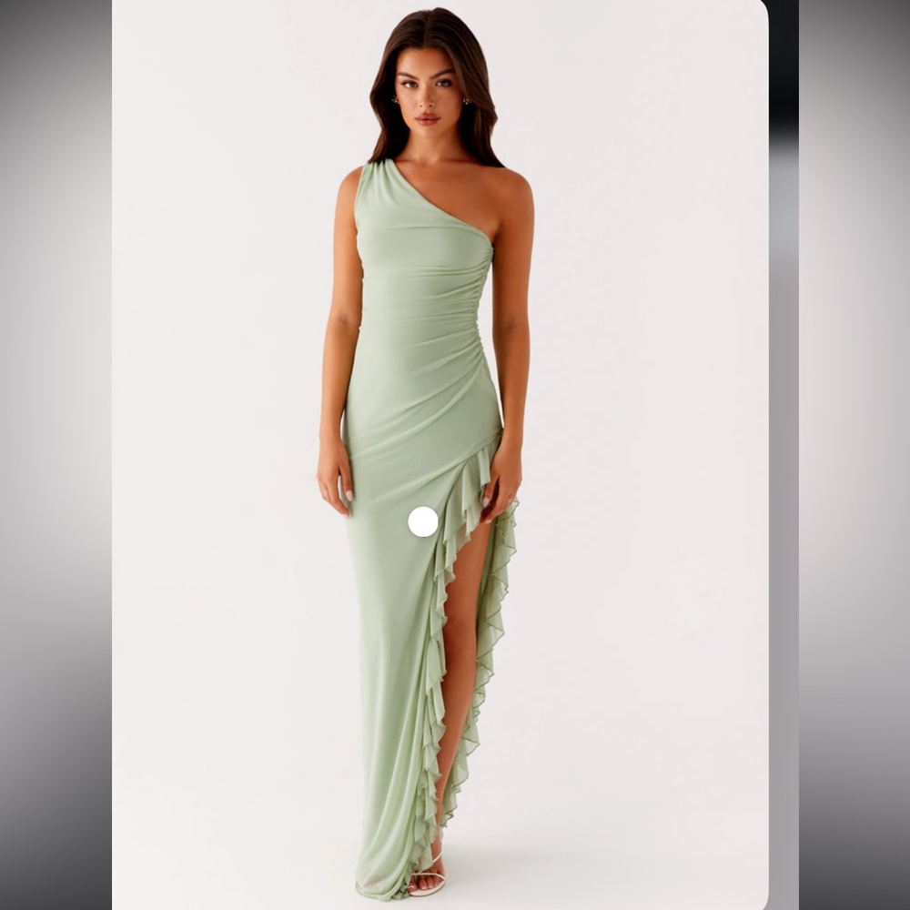 Peppermayo Clarence Maxi Dress, Sage, Size 4, One Shoulder Mint Dress, Worn Once